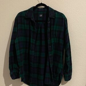 GAP Dark Green and Navy Plaid Shirt